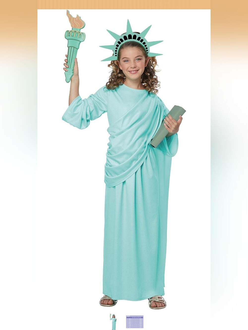 Girl's 9/10 Lady Liberty Costume